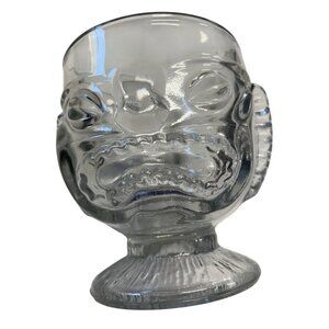 Walt‎ Disney World Polynesian Resort TIKI Head Clear Glass Cup Tumbler Bar Mug